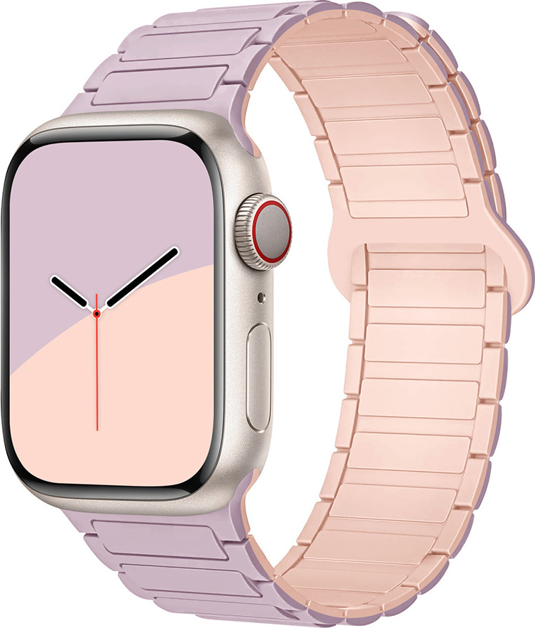 Dvojbarevný magnetický řemínek pro Apple Watch 42/44/45/46/49mm Barva: Fialovo-růžový