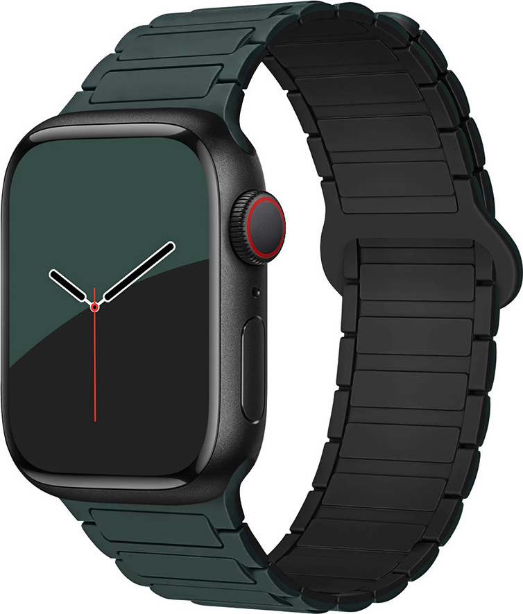 Dvojbarevný magnetický řemínek pro Apple Watch 42/44/45/46/49mm Barva: Tmavězeleno-černý