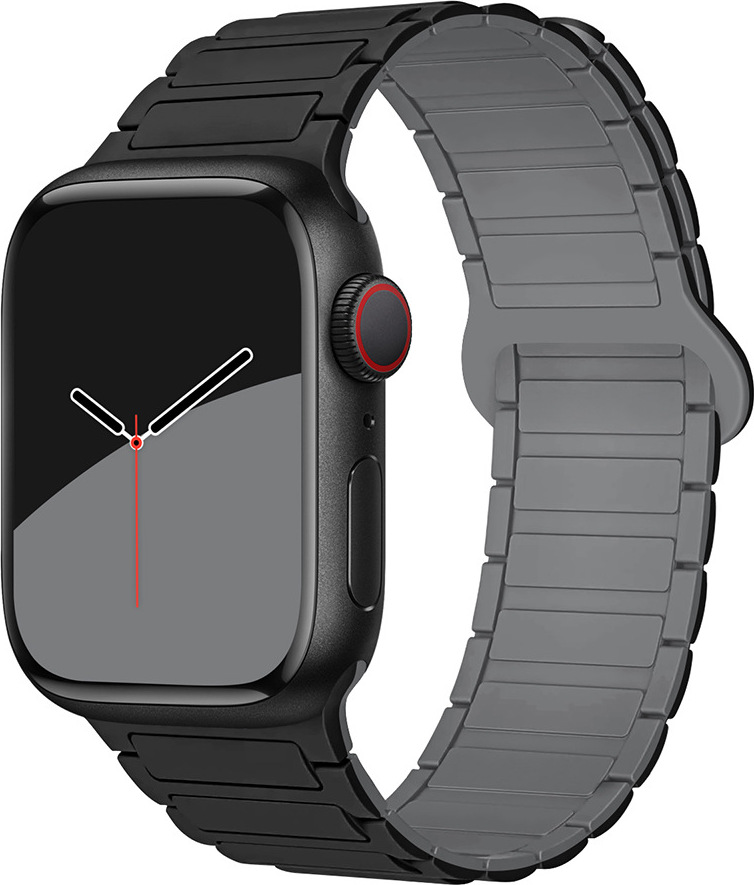 Dvojbarevný magnetický řemínek pro Apple Watch 42/44/45/46/49mm Barva: Černo-Šedý