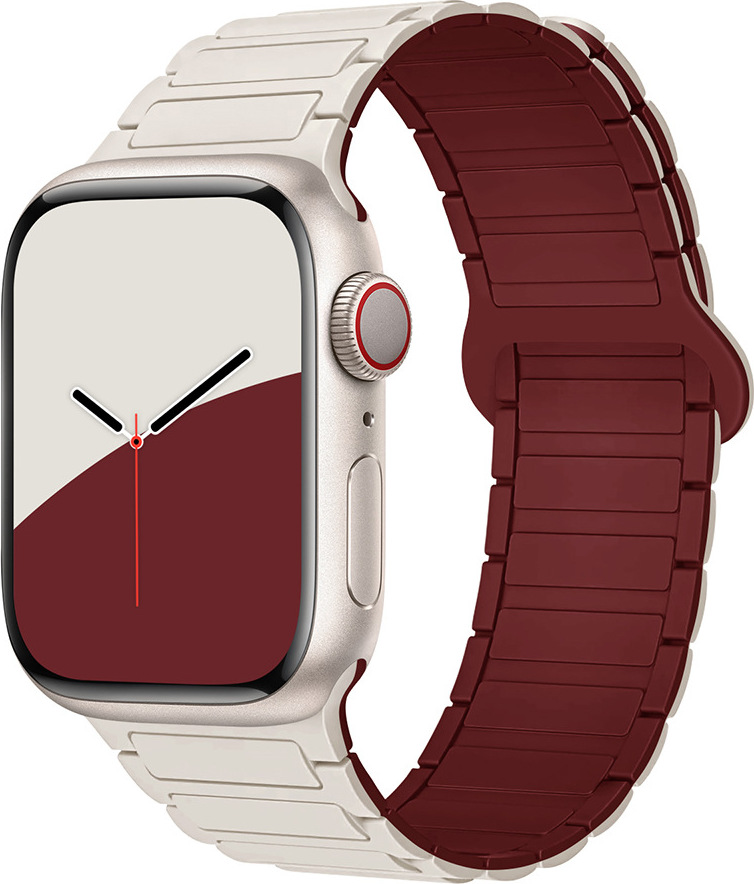Dvojbarevný magnetický řemínek pro Apple Watch 38/40/41/42(S10)mm Barva: Béžovo-vínový
