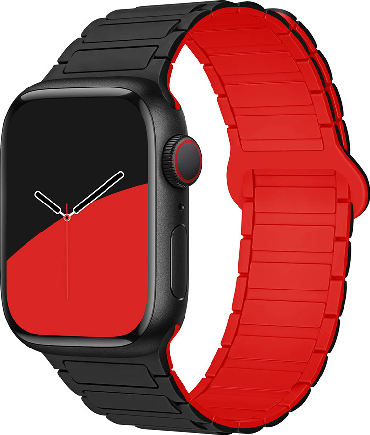 Dvojbarevný magnetický řemínek pro Apple Watch 38/40/41/42(S10)mm Barva: Černo-Červený