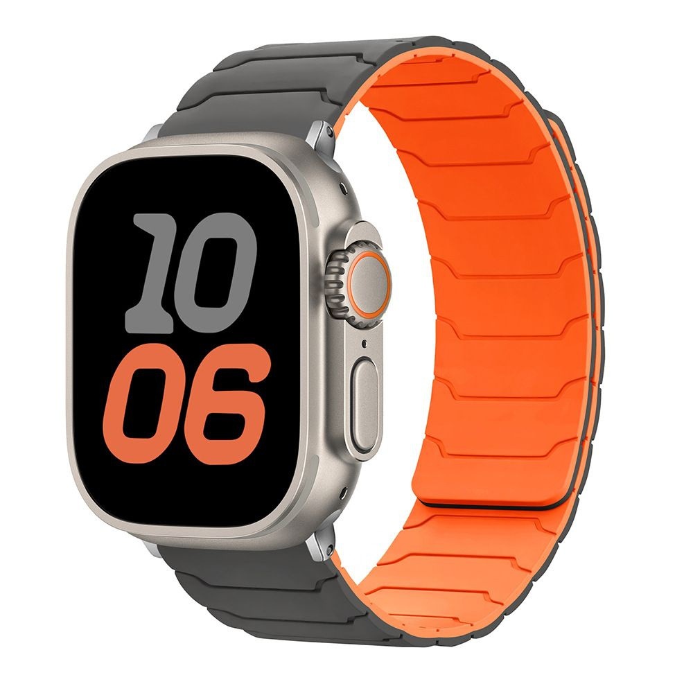 Silikonový magnetický řemínek pro Apple Watch 42/44/45/46/49mm Barva: Šedo-oranžový