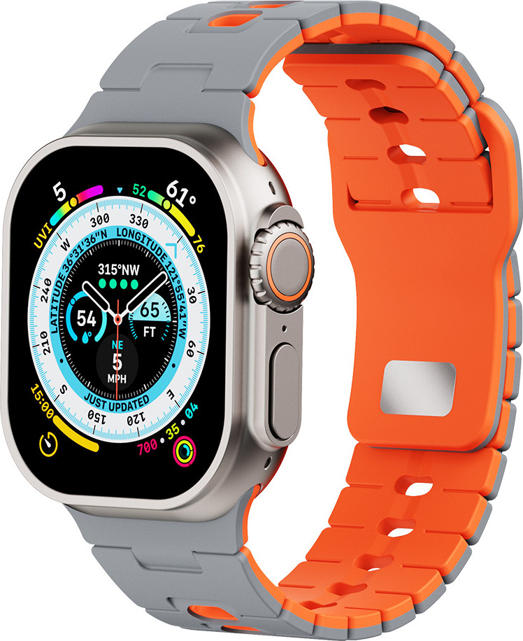 Perforovaný dvojbarevný řemínek pro Apple Watch 38/40/41/42(S10)mm Barva: Šedo-oranžový