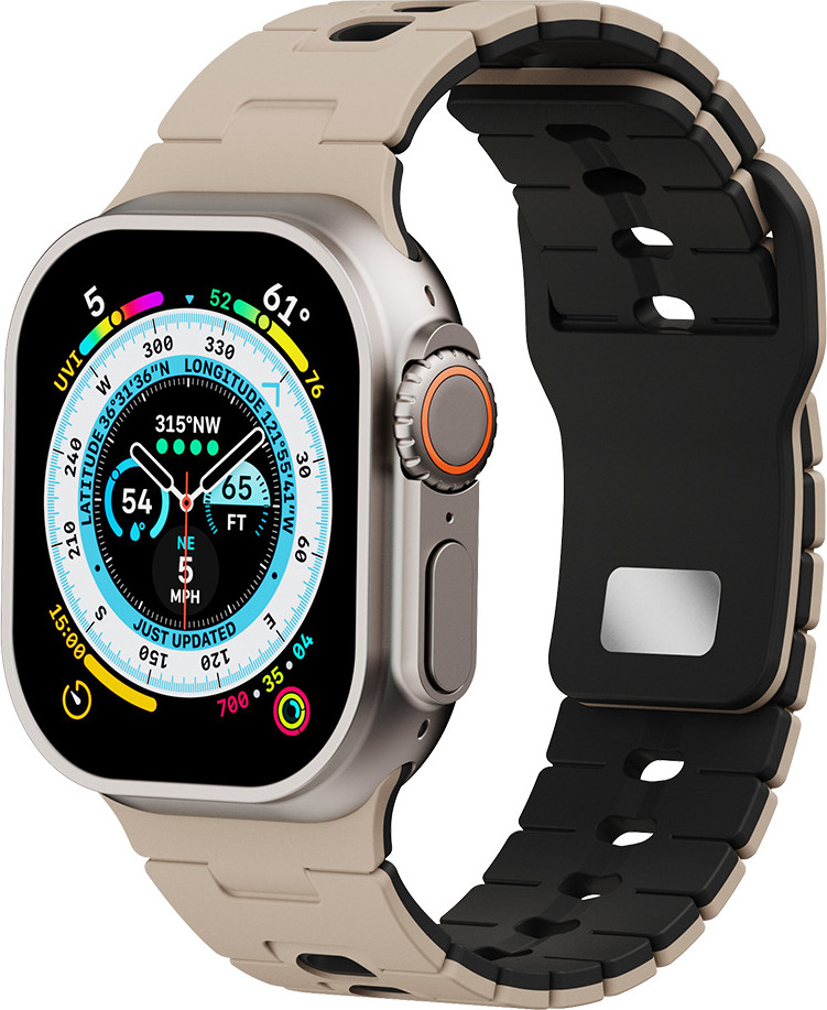 Perforovaný dvojbarevný řemínek pro Apple Watch 42/44/45/46/49mm Barva: Oříškovo-černý