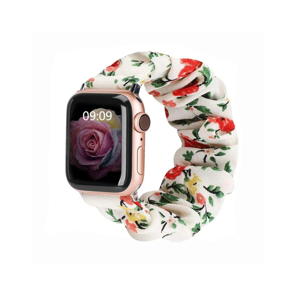Apple Watch stílusos óraszíj - Fehér virágokkal