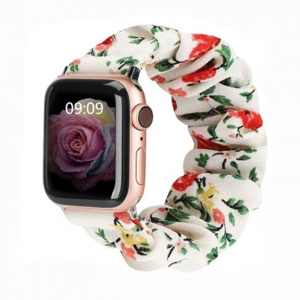 Apple Watch stílusos óraszíj - Fehér virágokkal