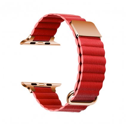 Apple Watch stílusos mágneses bőrszíj - Piros