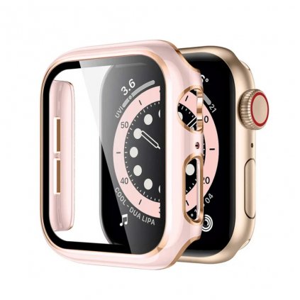 Apple Watch védőtok edzett üveggel - Pink-rózsaarany