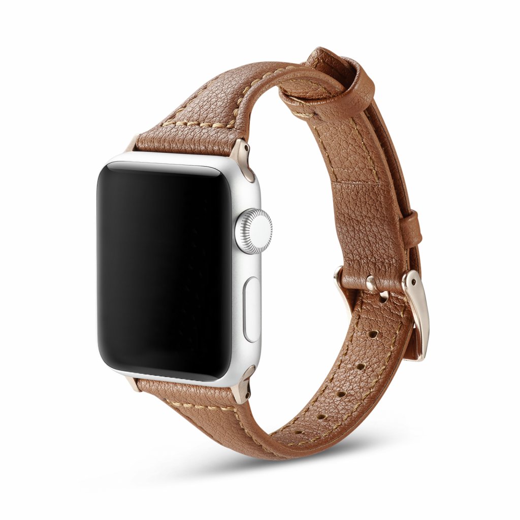 Dámsky kožený remienok na Apple Watch - Svetlohnedý