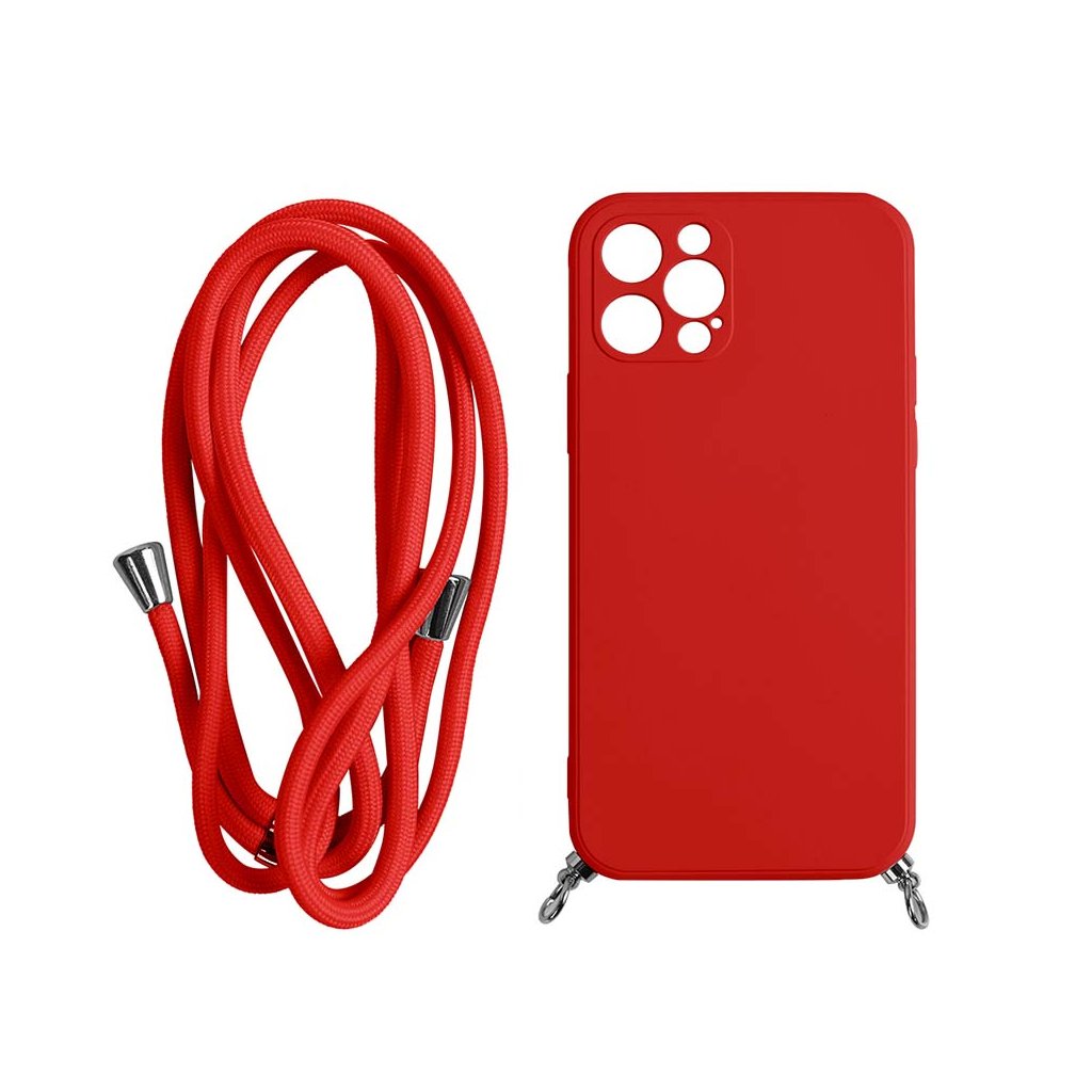 Silikónový obal na iPhone so šnúrkou - Červený