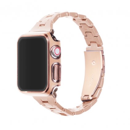 Elegantný remienok s puzdrom na Apple Watch - Ružový