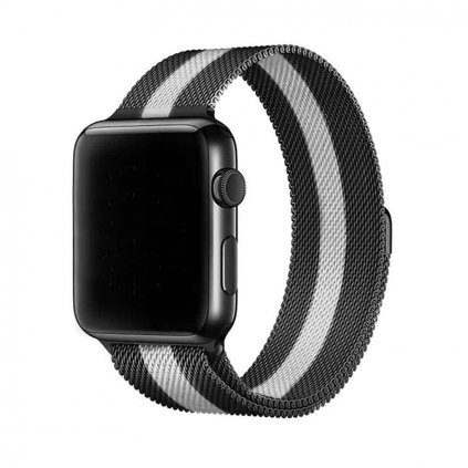 Elegantný remienok na Apple Watch v milánskom štýle - Čiernobiely
