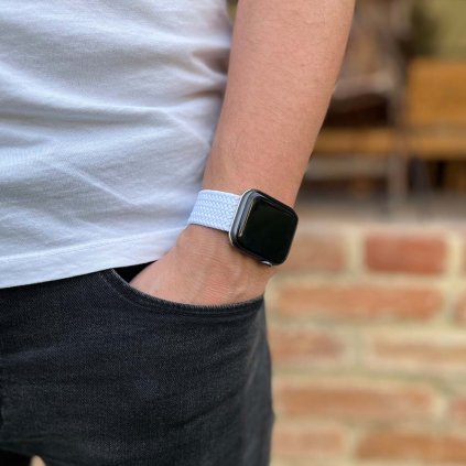 Pletený navliekací remienok pre Apple Watch - Biely