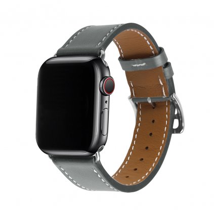 Kožený remienok s prackou na Apple Watch - Šedý