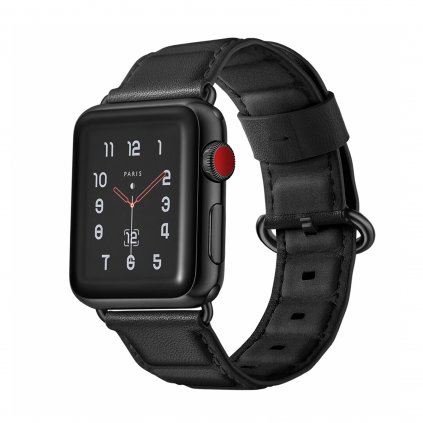 Luxusný kožený remienok na Apple Watch - Čierny