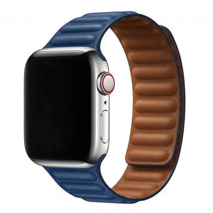Kožený remienok s magnetom na Apple Watch - Modrý