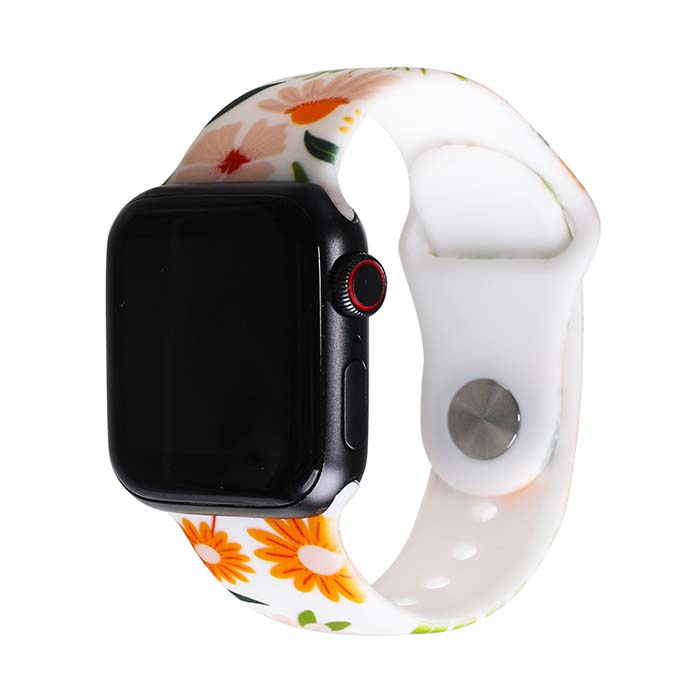 Remienok s potlačou na Apple Watch - Papraď Farba: Biela, Obvod: M-L (stredný až väčší obvod zápästia), Veľkosť: 38/40/41mm