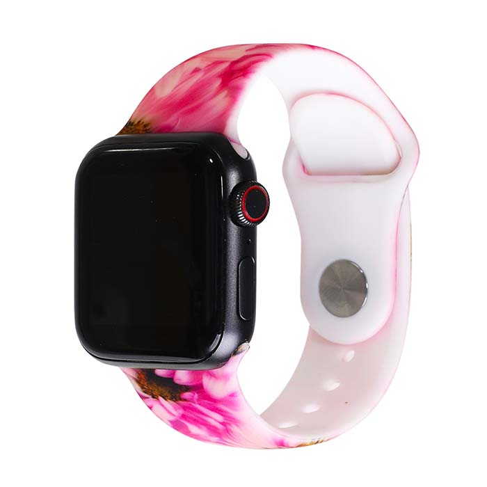 Remienok s potlačou na Apple Watch - Ružová slnečnica Farba: Ružová, Obvod: S-M (menší až stredný obvod zápästia), Veľkosť: 38/40/41mm