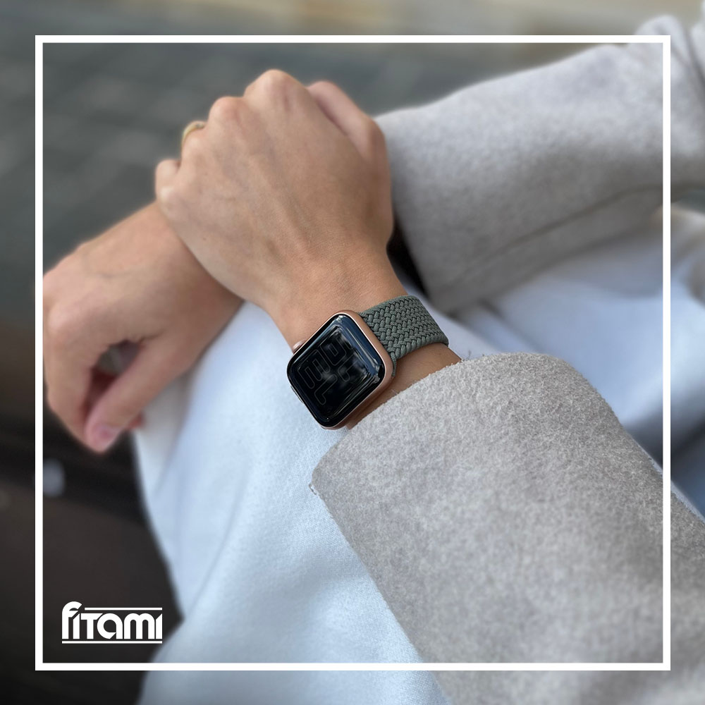 Pletený navliekací remienok pre Apple Watch - Khaki Farba: Khaki, Obvod: M (stredný obvod zápästia), Veľkosť: 42/44/45/49mm