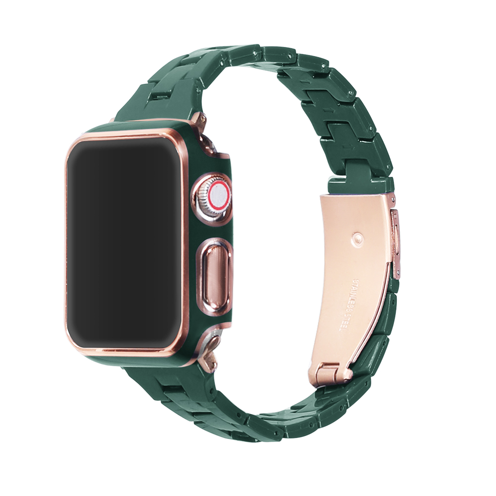 Elegantný remienok s puzdrom na Apple Watch - Zelený Farba: Khaki, Veľkosť: 38mm