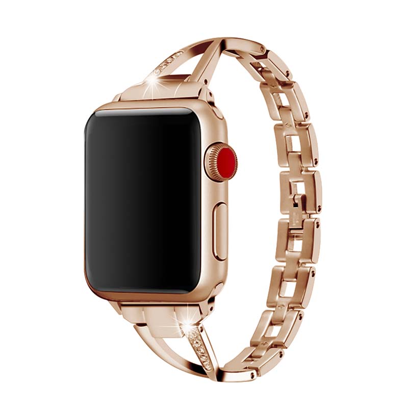 Štýlový remienok s kamienkami na Apple Watch - Rose Gold Farba: Pink Gold, Veľkosť: 38/40/41mm