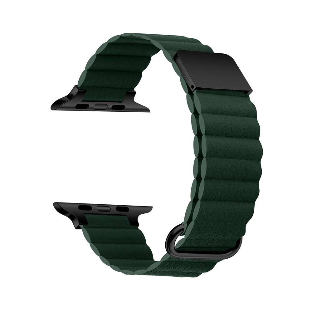 Štýlový kožený remienok s magnetom na Apple Watch - Khaki Farba: Khaki, Veľkosť: 38/40/41mm
