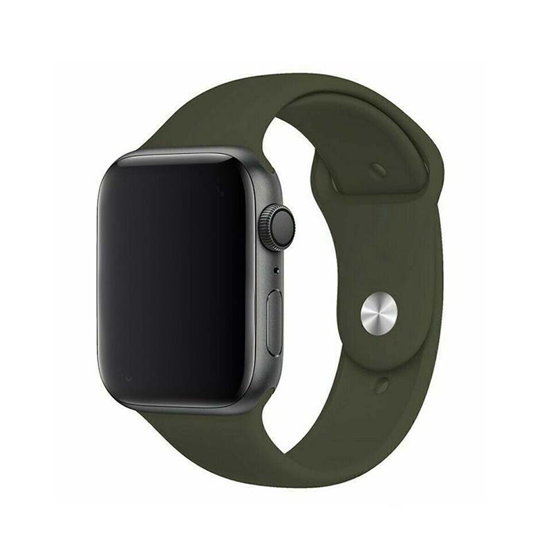 Jednofarebný remienok na Apple Watch - Olivový Farba: Khaki, Obvod: S-M (menší až stredný obvod zápästia), Veľkosť: 42/44/45/49mm