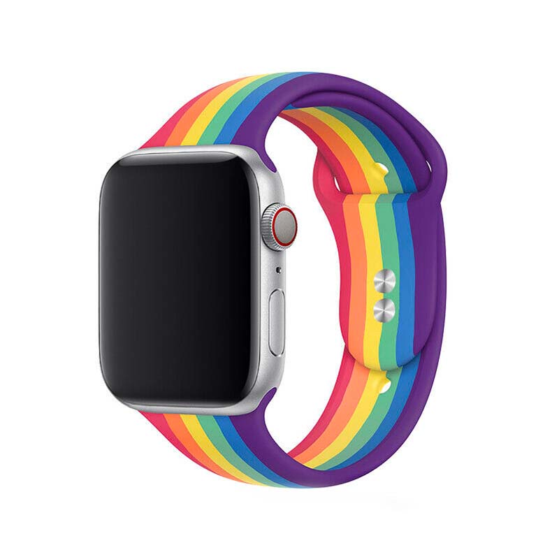 Jednofarebný remienok na Apple Watch - Dúhový Farba: Rainbow black, Obvod: M-L (stredný až väčší obvod zápästia), Veľkosť: 42/44/45/49mm