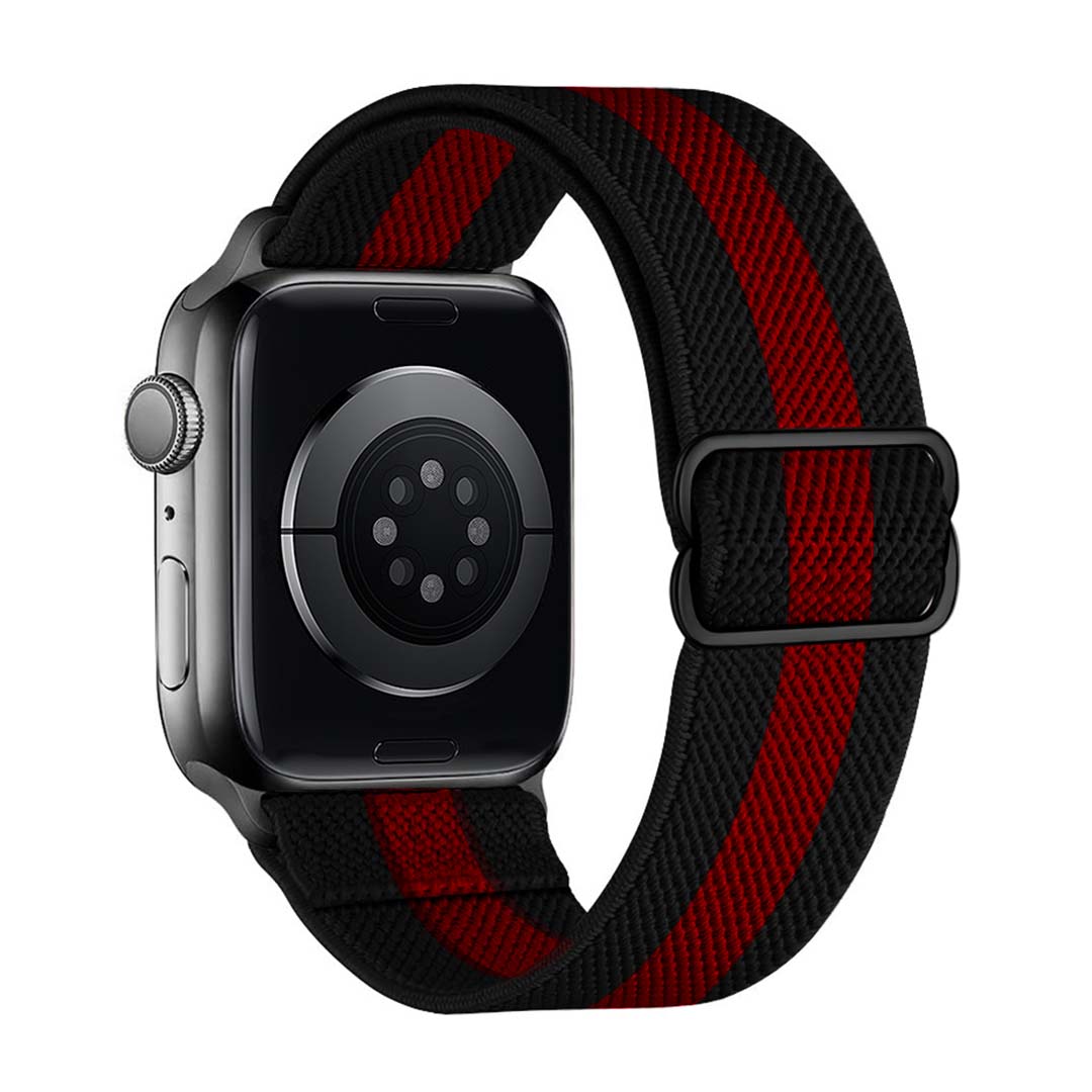 Nastavitelný nylonový remienok na Apple Watch - Čierno-červený Farba: Červeno-čierna, Veľkosť: 42/44/45/49mm