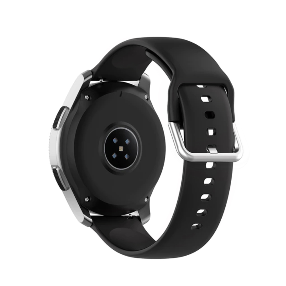 Jednofarebný remienok na smart hodinky 20mm vel.M/L Farba: Čierna, Obvod: M-L (stredný až väčší obvod zápästia), Veľkosť: 20mm