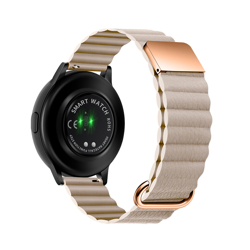 Štýlový kožený remienok s magnetom na smart hodinky 22mm Farba: Béžová, Veľkosť: 22mm