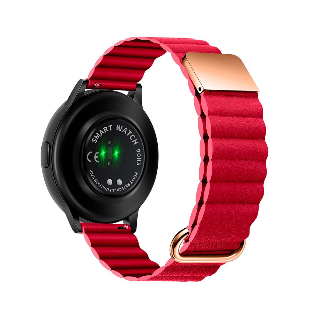 Štýlový kožený remienok s magnetom na smart hodinky 22mm Farba: Červená, Veľkosť: 22mm