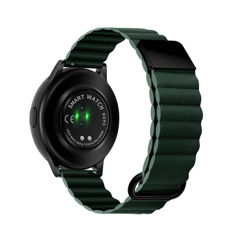 Štýlový kožený remienok s magnetom na smart hodinky 22mm Farba: Khaki, Veľkosť: 22mm