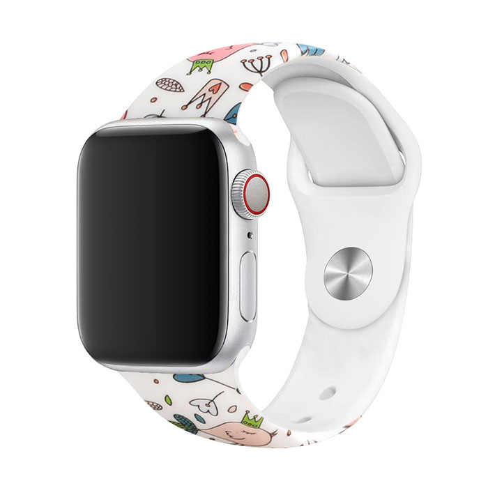 Remienok s potlačou na Apple Watch - Rozprávkový Farba: Biela, Obvod: M-L (stredný až väčší obvod zápästia), Veľkosť: 38/40/41mm