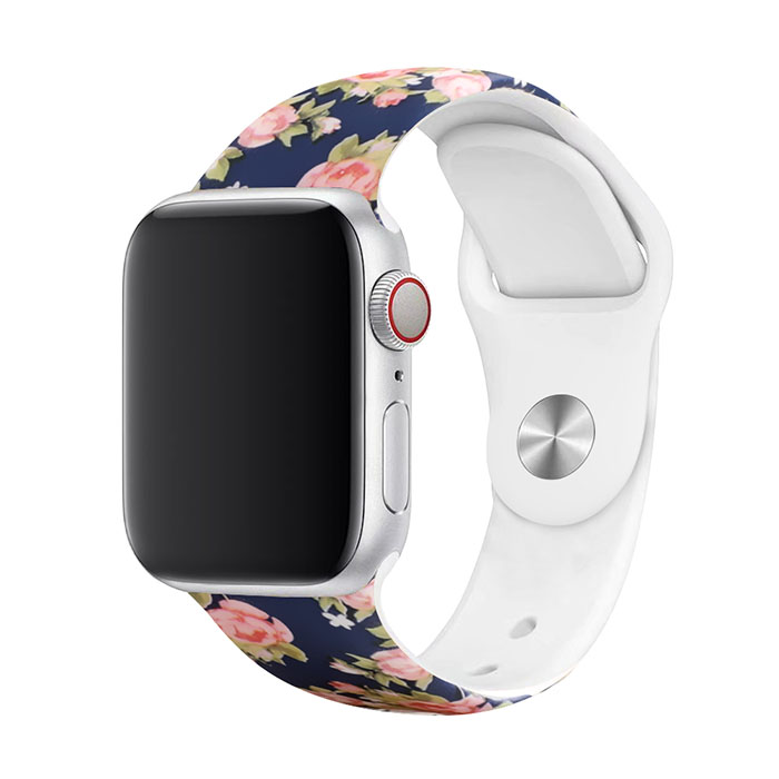 Remienok s potlačou na Apple Watch - S ružami Farba: Čierna, Obvod: S-M (menší až stredný obvod zápästia), Veľkosť: 42/44/45/49mm