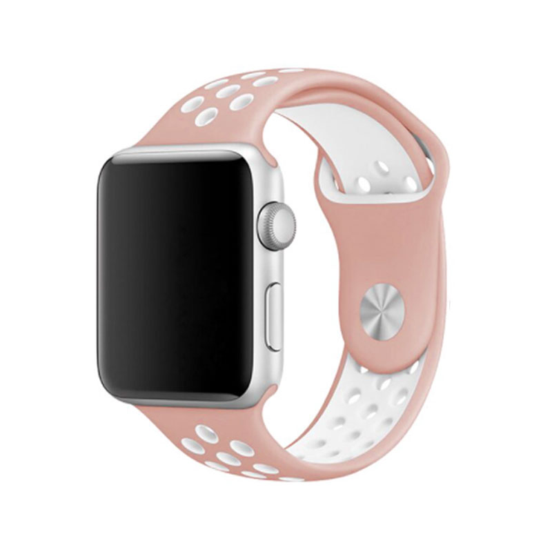 Športový remienok na Apple Watch - Ružovobiely Farba: Bielo-ružová, Obvod: M-L (stredný až väčší obvod zápästia), Veľkosť: 42/44/45/49mm