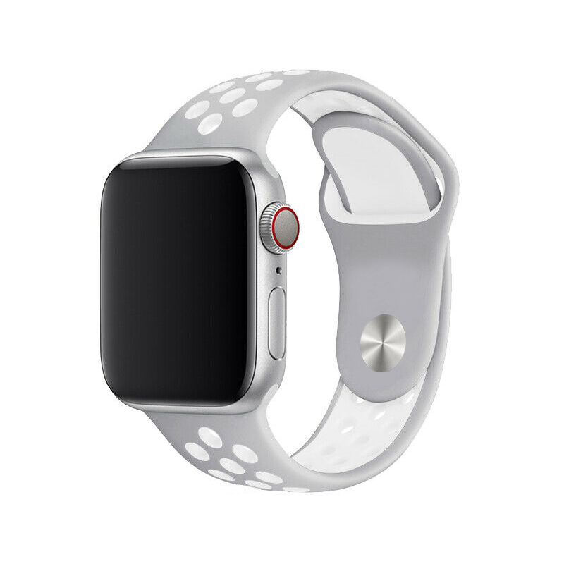 Športový remienok na Apple Watch - Striebornobiely Farba: Silver White, Obvod: M-L (stredný až väčší obvod zápästia), Veľkosť: 42/44/45/49mm