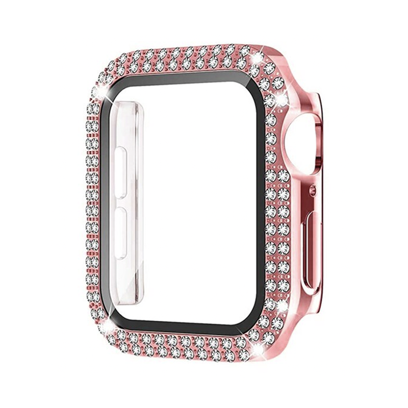 Ochranné puzdro s tvrdeným sklom a diamantami na Apple Watch - Rose Gold Veľkosť: 38mm