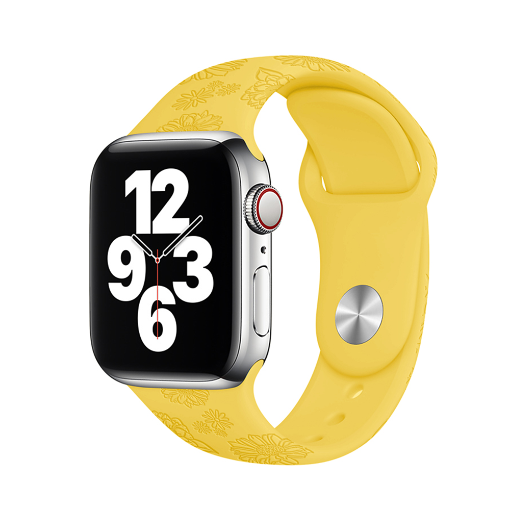 Letný remienok na Apple Watch - Žltá slnečnica Farba: Žltá, Obvod: M-L (stredný až väčší obvod zápästia), Veľkosť: 42/44/45/49mm