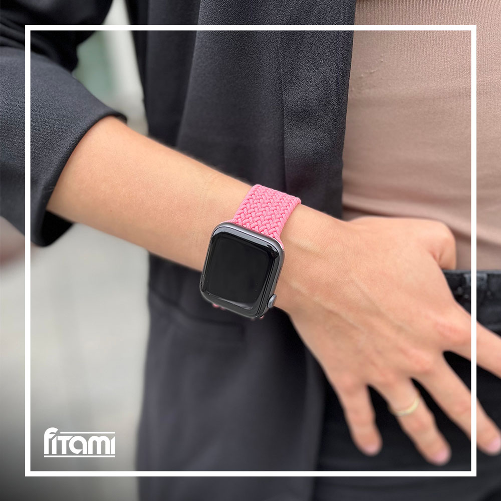 Pletený navliekací remienok pre Apple Watch - Pink Farba: Ružová, Obvod: M (stredný obvod zápästia), Veľkosť: 42/44/45/49mm