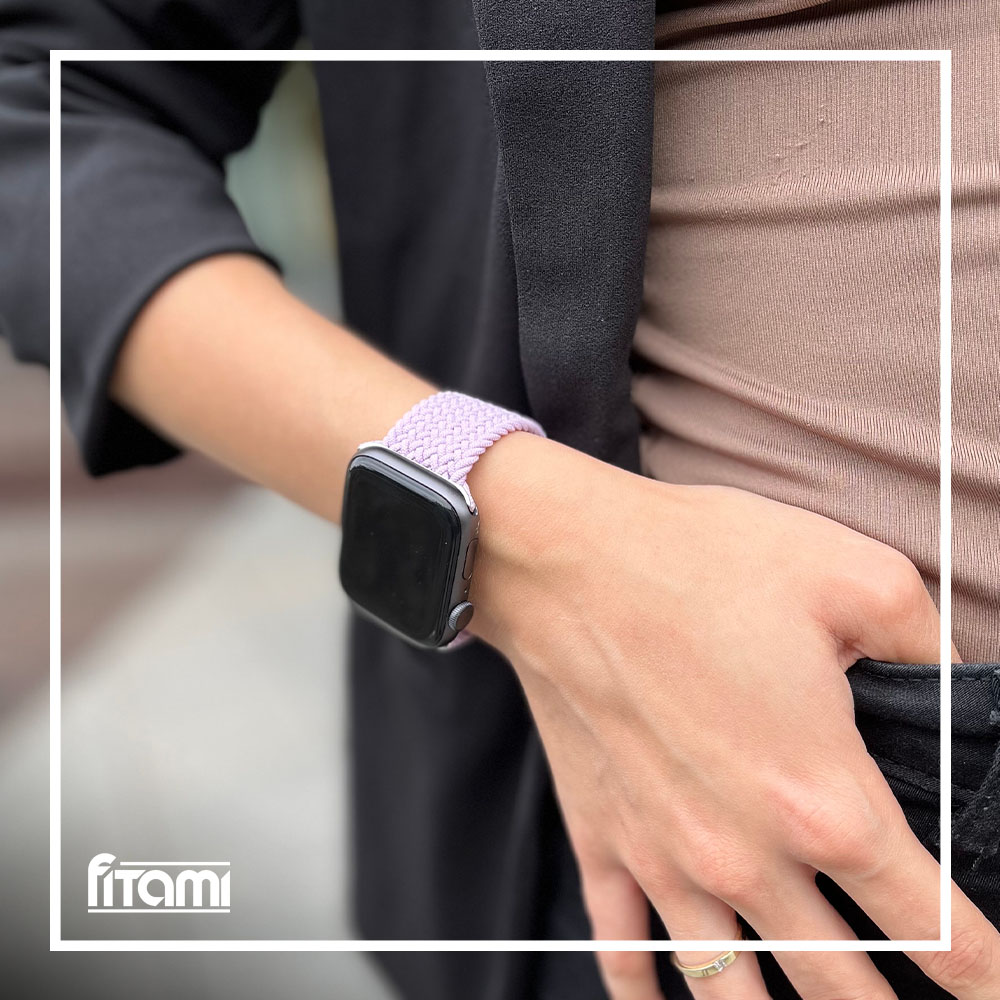 Pletený navliekací remienok pre Apple Watch - Fialový Farba: Fialová, Obvod: M (stredný obvod zápästia), Veľkosť: 42/44/45/49mm