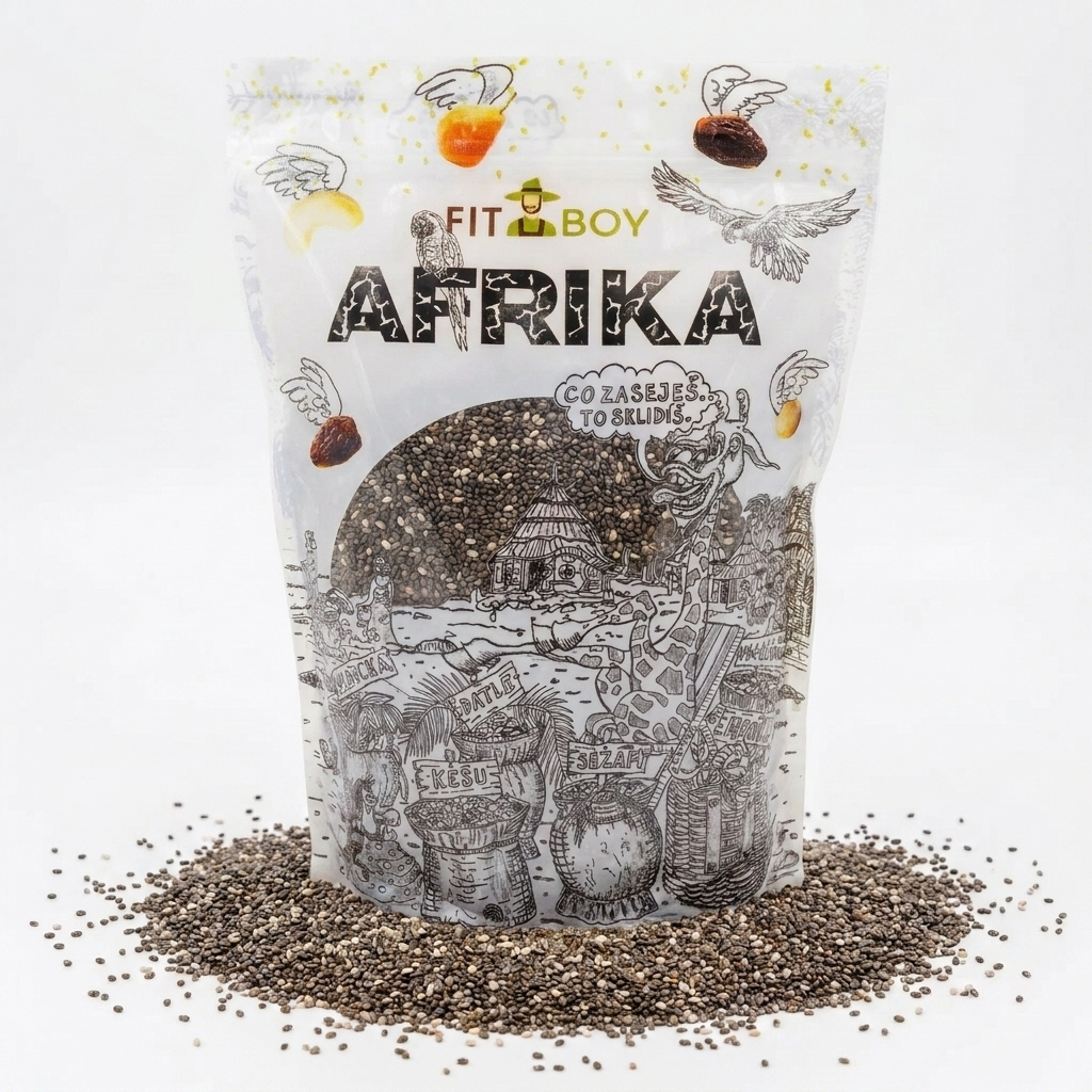 afrika chia seminka produkt bile pozadi