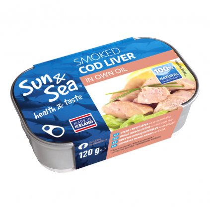 8588003656599 Uzená tresčí játra ve vlastním oleji 120g Sun&Sea