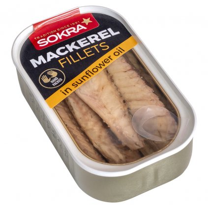 8588002218439 Filety z makrely ve slunenicovem oleji 115g SOKRA