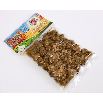 CRETAN FARMERS Olivy řecké zelené Bazalka a Česnek 250g  250g