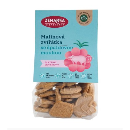 Biopekárna Zemanka Špaldová BIO zvířátka malinová 100g  100g