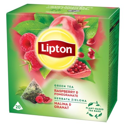 Lipton zelený čaj Malina a granátové jablko - pyramida 20 sáčků, 28g  28g