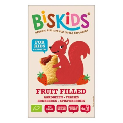 BISkids BIO měkké dětské sušenky s jahodovým pyré bez přidaného cukru 33% ovoce 120g  120g