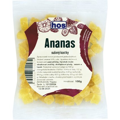 HOS Ananas sušený kostky 100g  100g