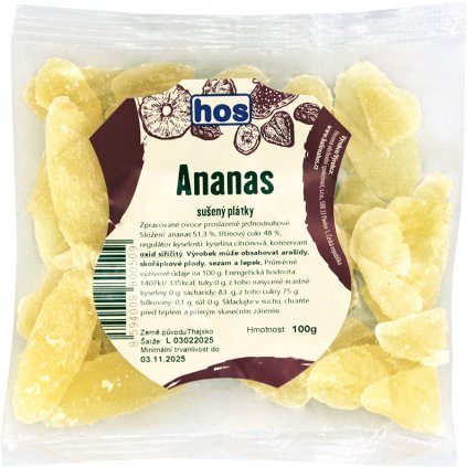 HOS Ananas sušený plátky 100g  100g